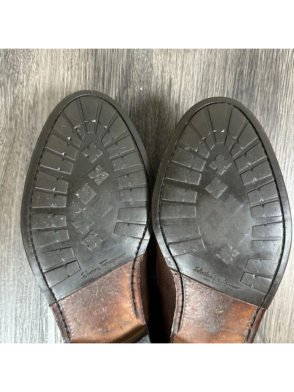 SALVATORE FERRAGAMO Leather Wing Tip Monk Strap Shoes Men 8.5 Cordovan ITALY